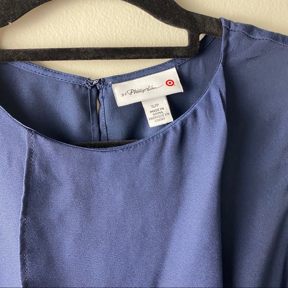 3.1 Phillip Lim Target Blue Asymmetric Blouse - Picture 2 of 3